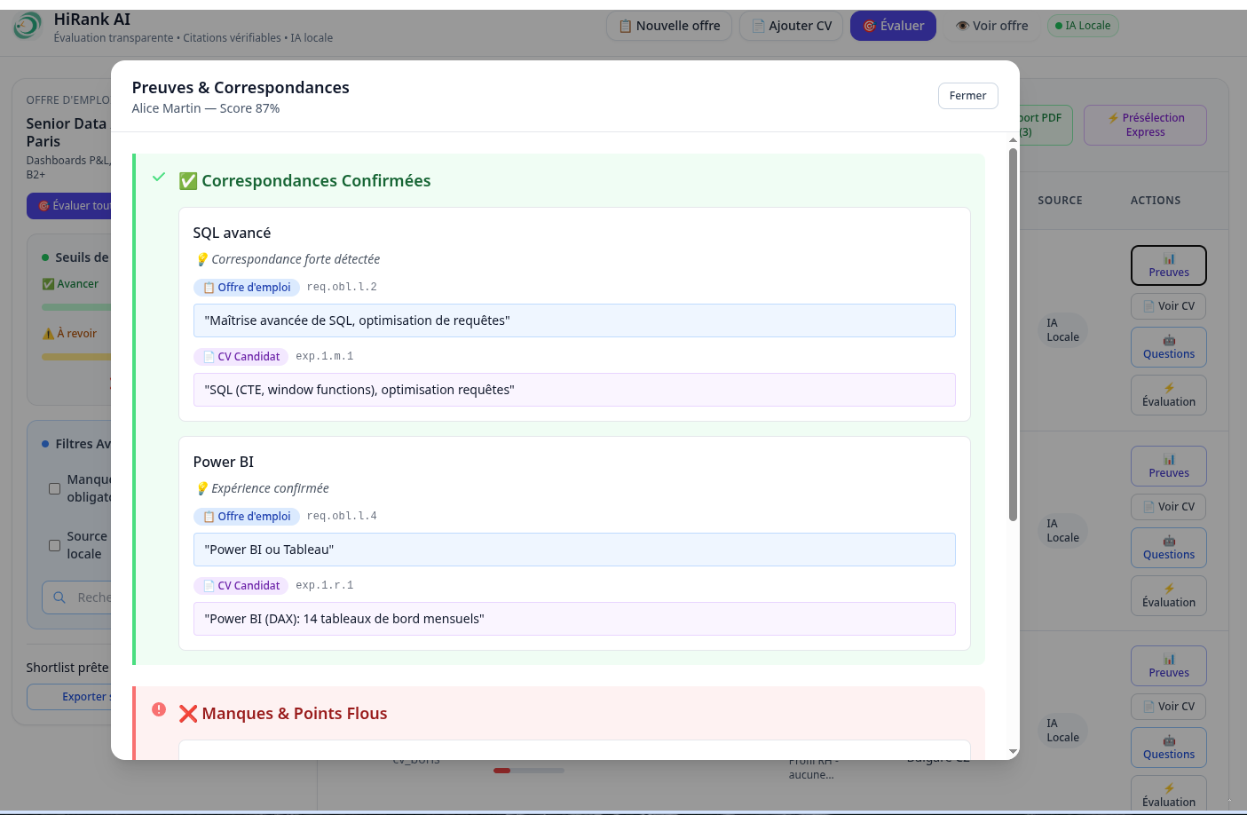 Preuves et correspondances vérifiables