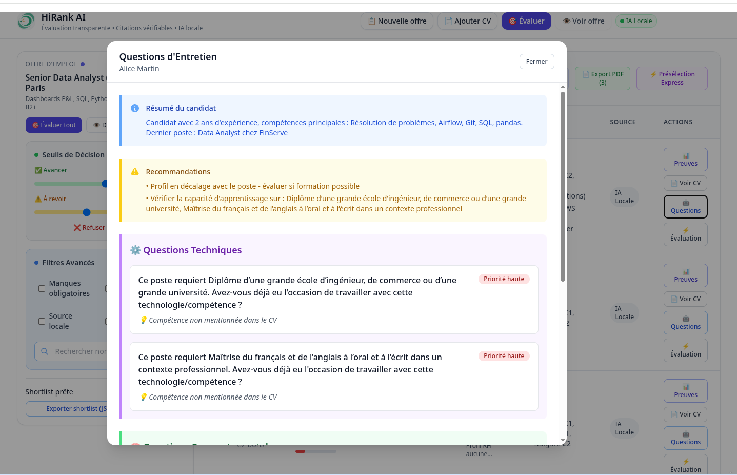 Aide à la préparation des entretiens